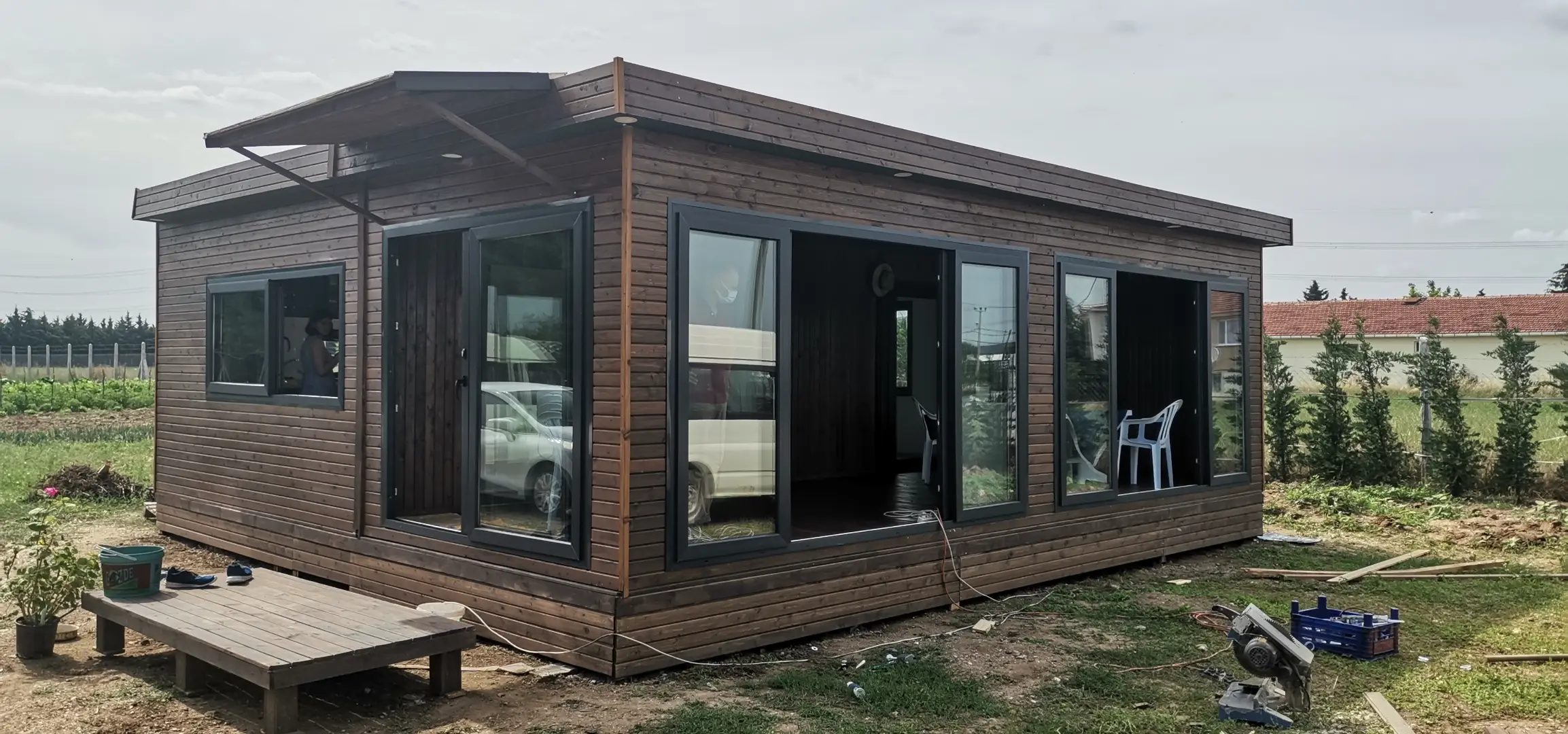 BİRLEŞİMLİ  56 M2 AHŞAP KAPLAMA EV KONTEYNER